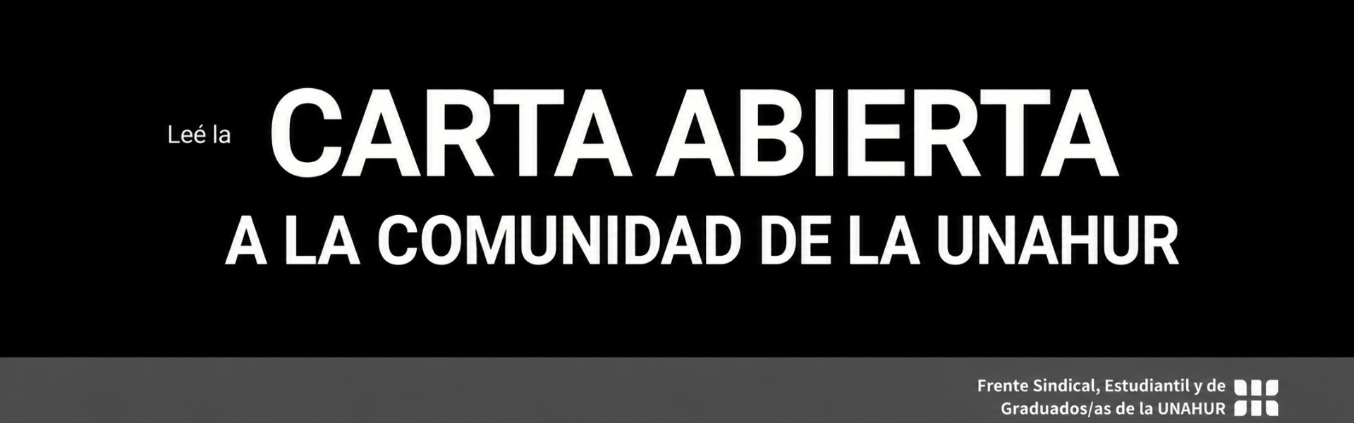 Carta Abierta a la Comunidad UNAHur
